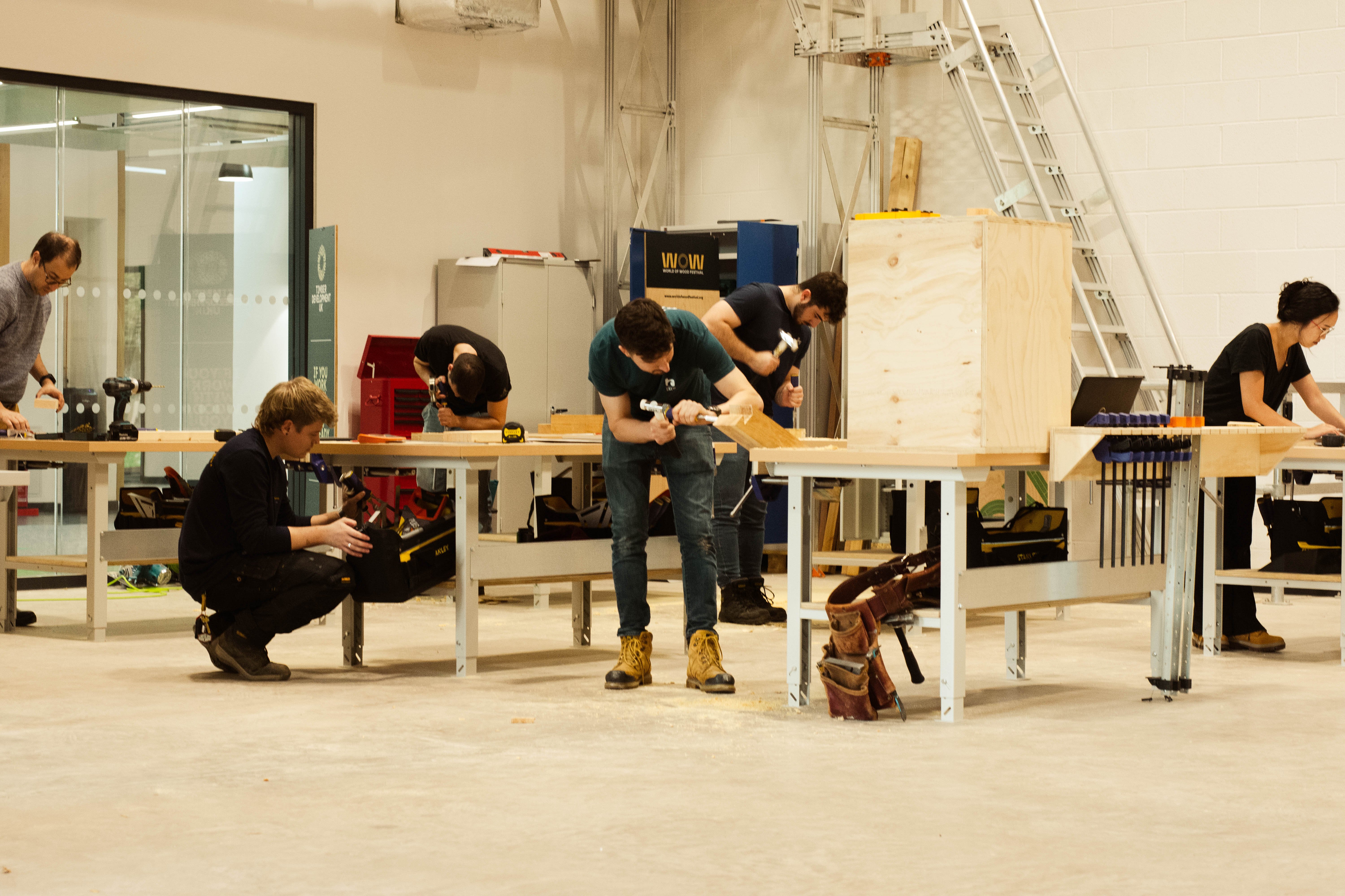 NMITE students working in the Centre for Advanced Timber Technology