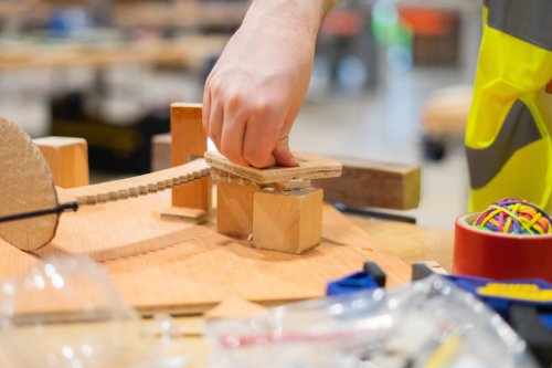 NMITE Foundation year students working on a practical project at NMITE's Skylon campus