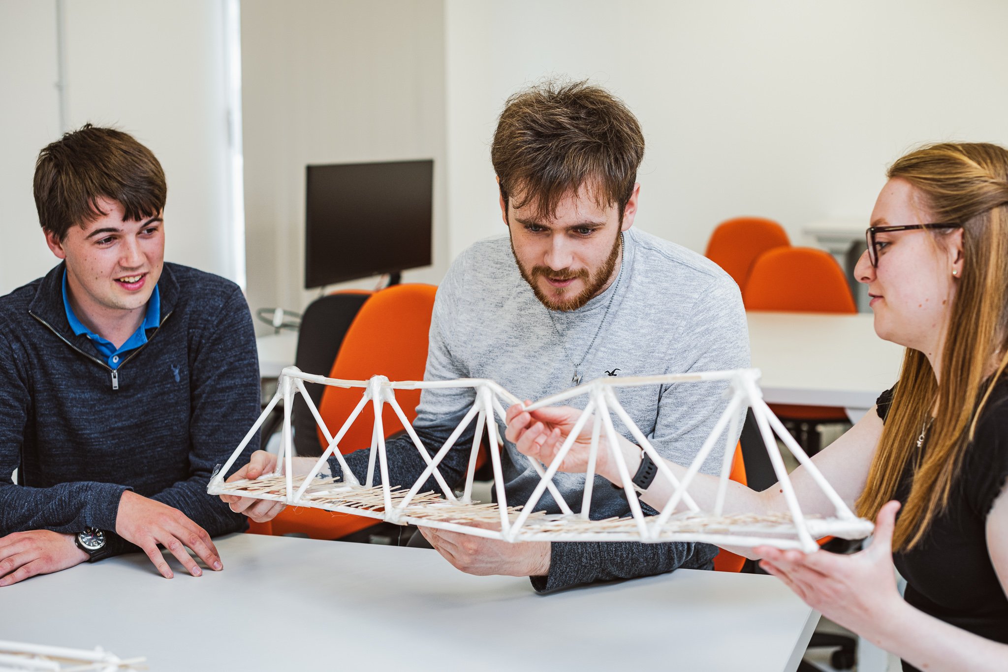 NMITE integrated engineering degree students building model bridge