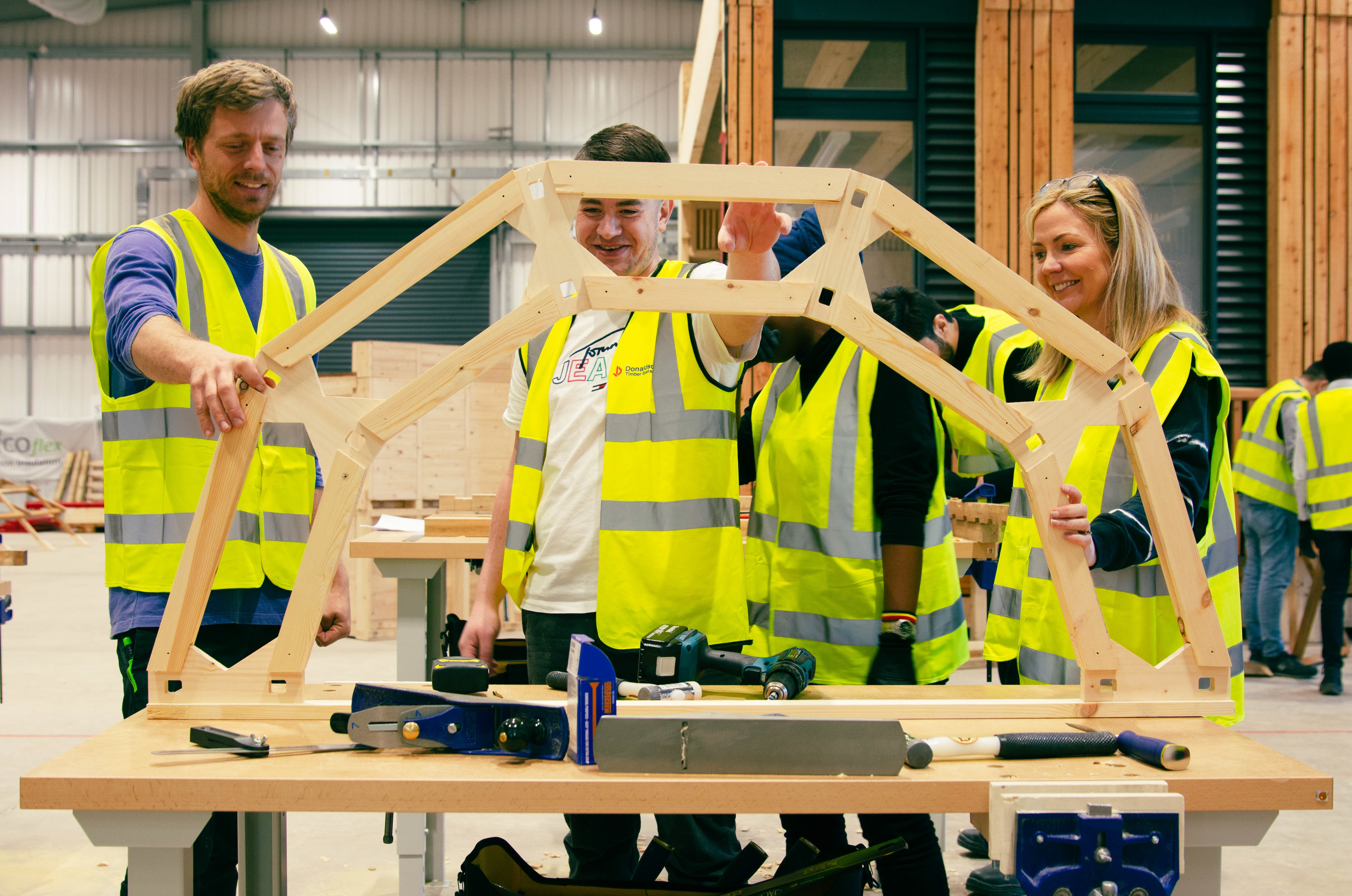 Timber TED students working in the Centre for Advanced Timber Technology (CATT)