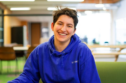 Female student smiling at the camera 