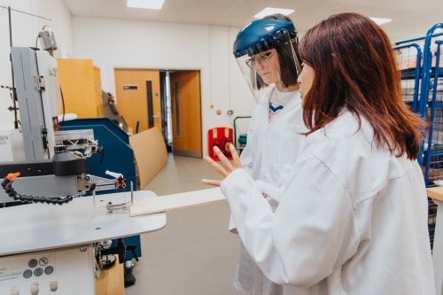 Students in the factory