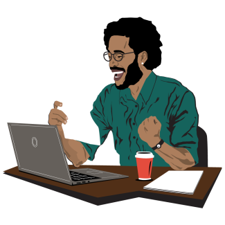Illustration of an NMITE student celebrating their results.