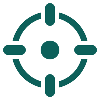Green circular icon with target in centre