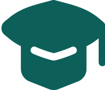 Green icon of graduation hat