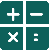 Green icon of calculator