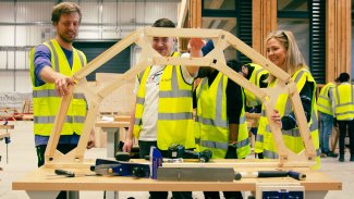 Students in the factory