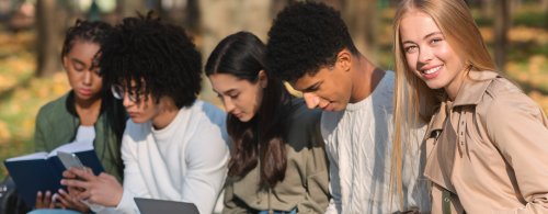 Students outside campus