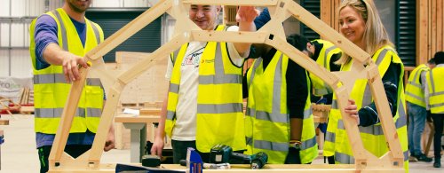 Timber TED students working in the Centre for Advanced Timber Technology (CATT)